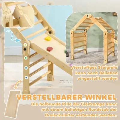 3-i-1 Hopfällbar Klätterställning med Stege Rutschkana Inomhus