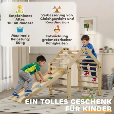 3-i-1 Hopfällbar Klätterställning med Stege Rutschkana Inomhus