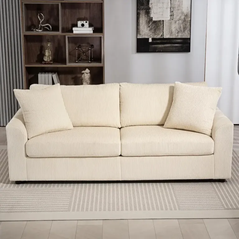 3-Sits Manchestersoffa med Prydnadskuddar Bred 212 cm Sitssoffa