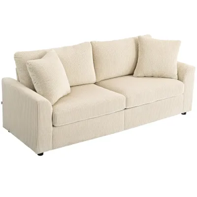 3-Sits Manchestersoffa med Prydnadskuddar Bred 212 cm Sitssoffa