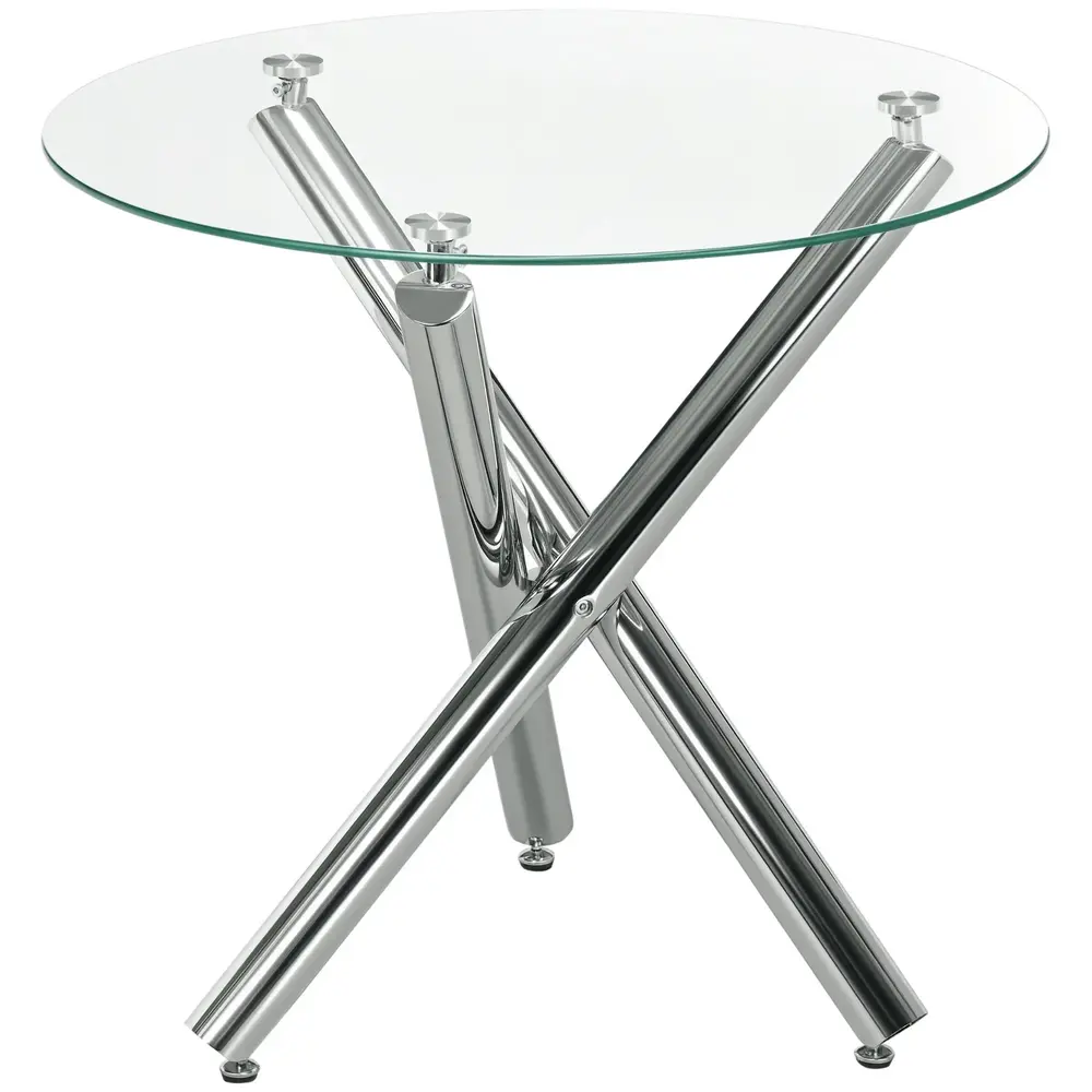 Matbord med Rund Härdad Glasskiva Kantlös 80 x 80 x 74 Cm