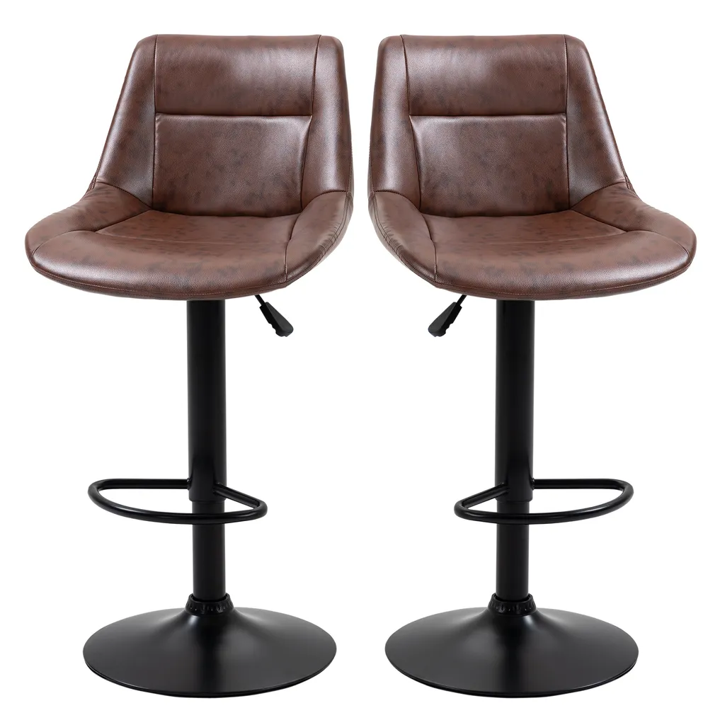 Barstolar Bänkpallar Set om 2 Brun av 44 x 49 x 90-110 Cm