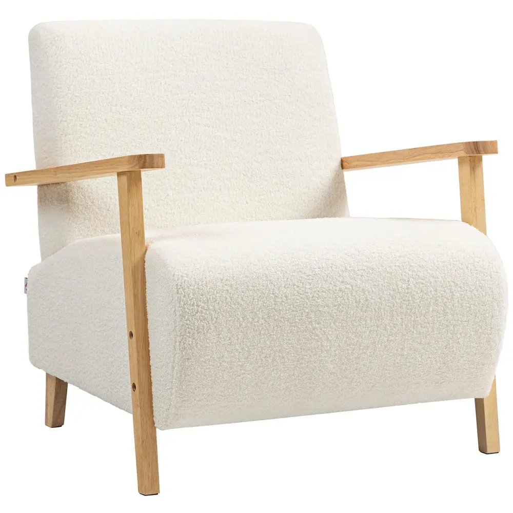 Stoppad Loungestol med Sherpa-Look Träben Ryggstöd