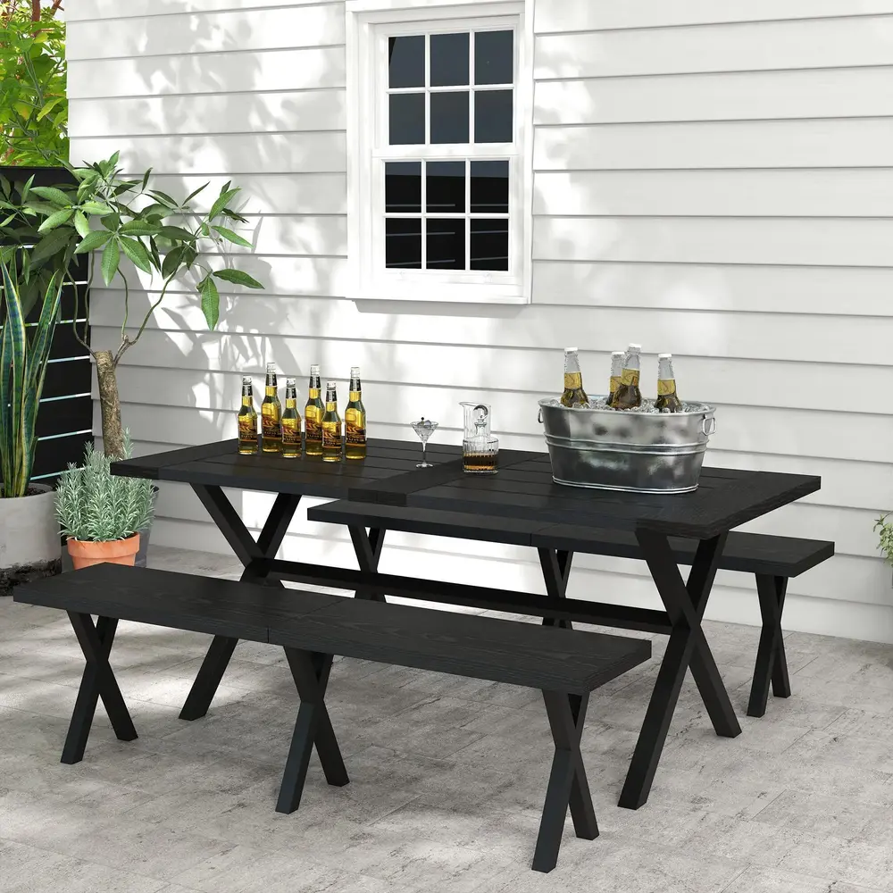 Öltältset Trädgårdsmöbler Svart av Trälook 180 x 80 x 73 Cm