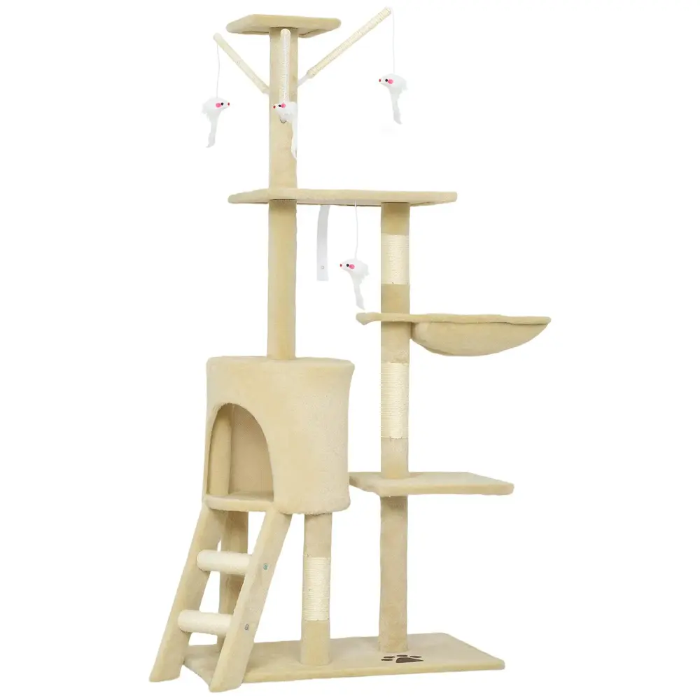 Klösträd Beige Sisal för Katter med Grotta och Leksaker