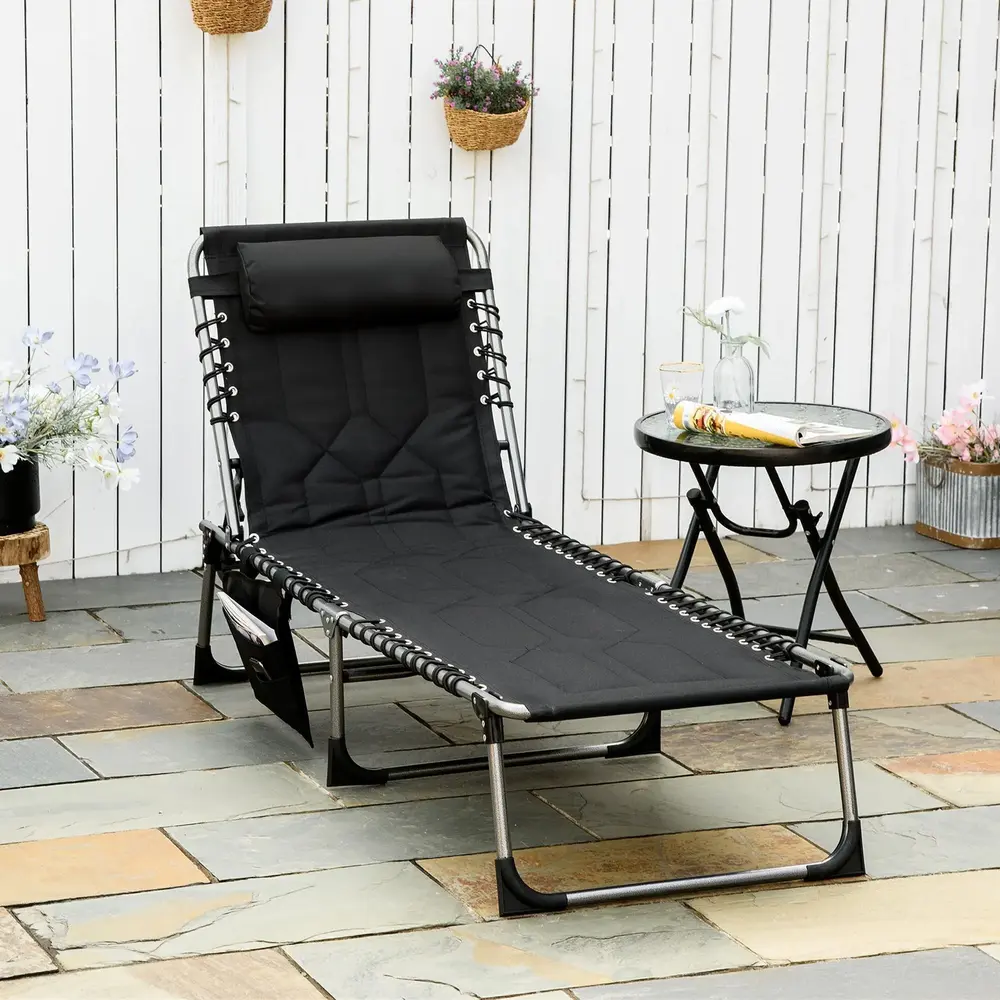 Hopfällbar Solsäng med Dyna Strandstol i 188 x 57 x 30 Cm