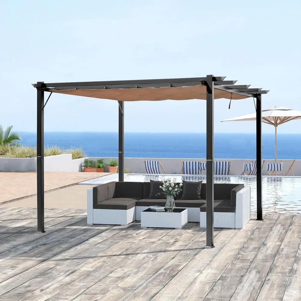 Pergola med Tak Trädgårdspaviljong i Aluminium 3 x 4 M