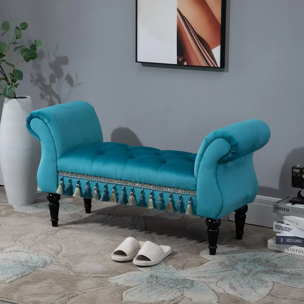 Bänk Stoppad Pallbänk Polyester 117 x 40 x 58 Cm