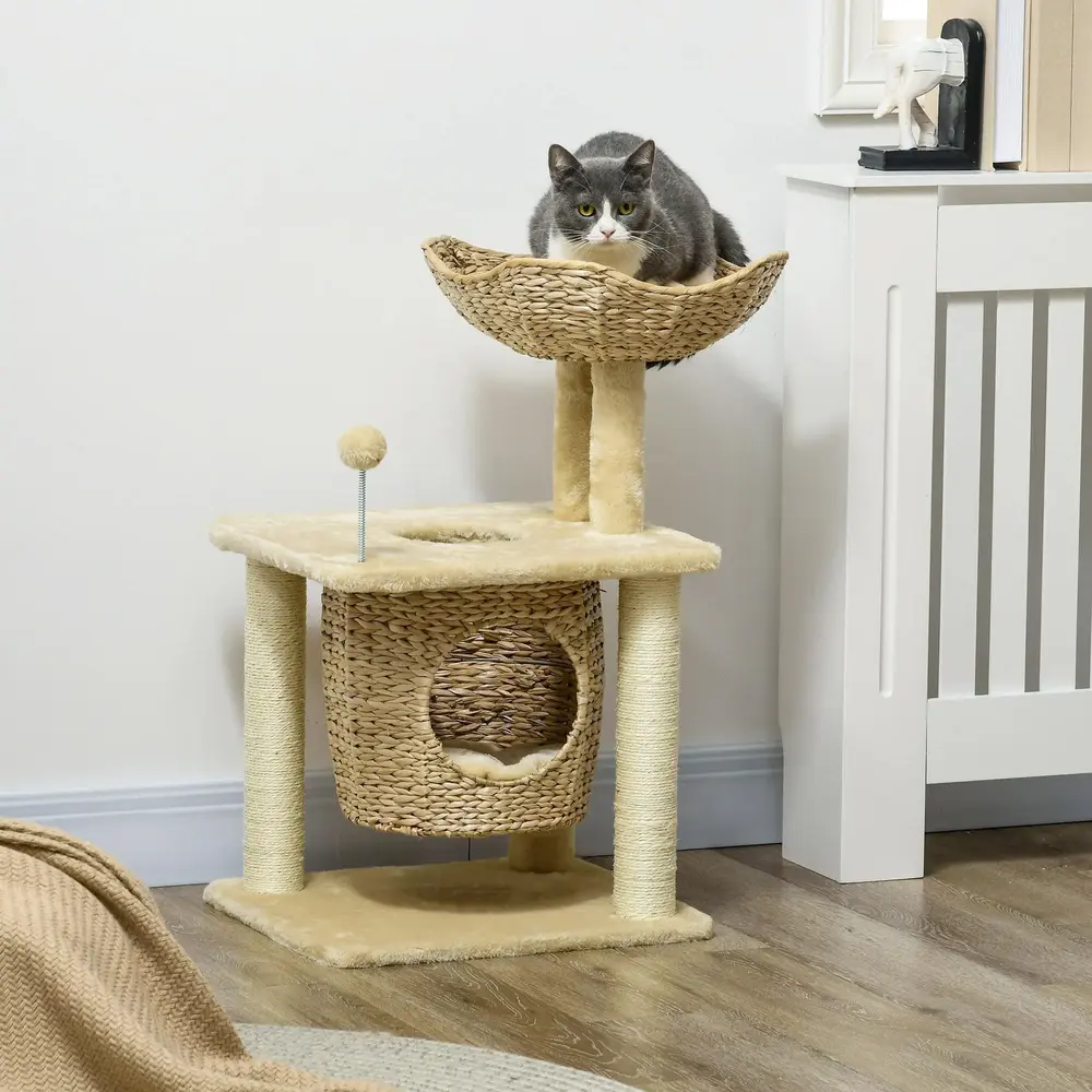 Klösträd Beige av Sisal och Plysch 74 cm