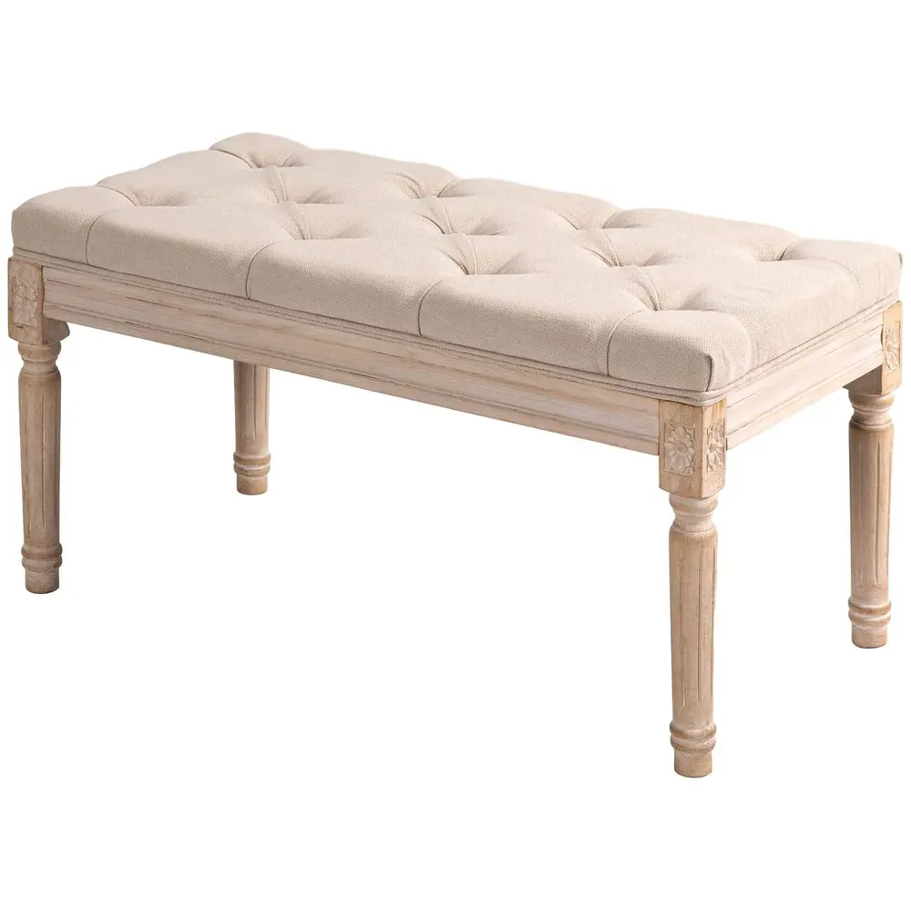 Klädd Bänk Hallbänk Beige av Tyg 80 x 40 x 43 Cm