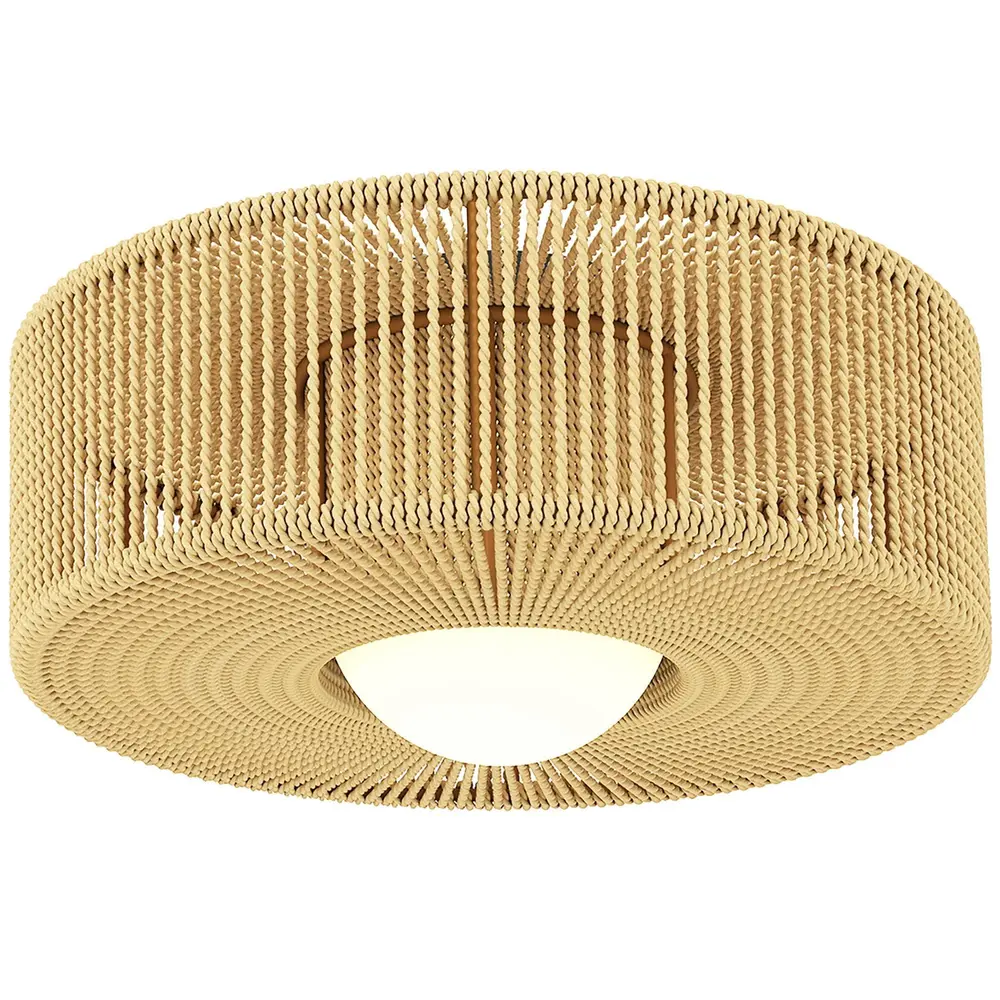 Taklampa Boho Beige Hamparep och Metall Rund Takarmatur i