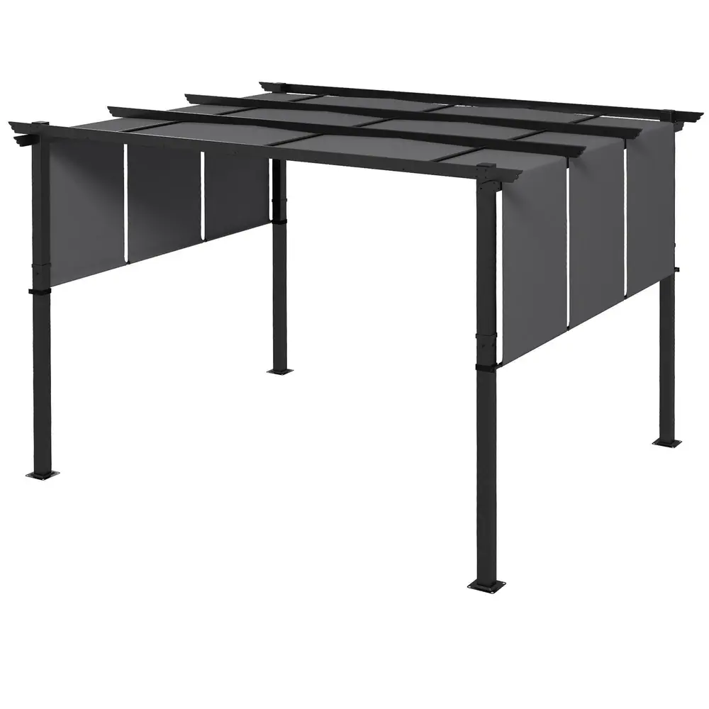 Gazebo Pergola Mörkgrå av Stål och Polyester 3,5 x 3 M
