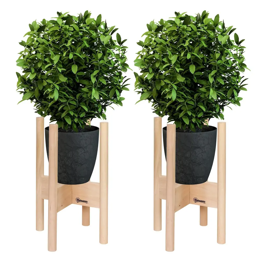 Blomställ i Trä 2-Pack Dekorativa Blompallar i Olika