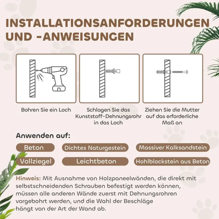 4-Delad Kattklättervägg med Hängmatta och Kattbrygga Väggmonterat