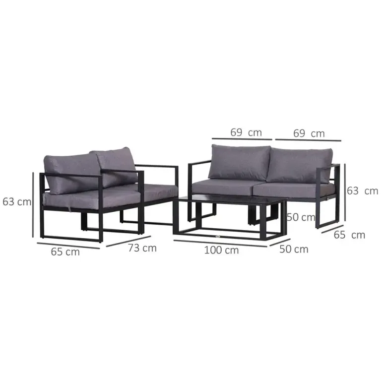 4-Delat Trädgårdsmöbelset Kombinerbart Hög 138 x 69 x 63 cm