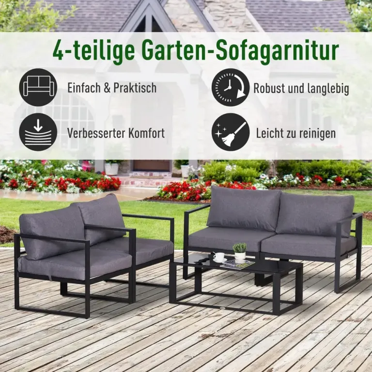 4-Delat Trädgårdsmöbelset Kombinerbart Hög 138 x 69 x 63 cm