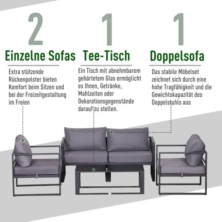 4-Delat Trädgårdsmöbelset Kombinerbart Hög 138 x 69 x 63 cm