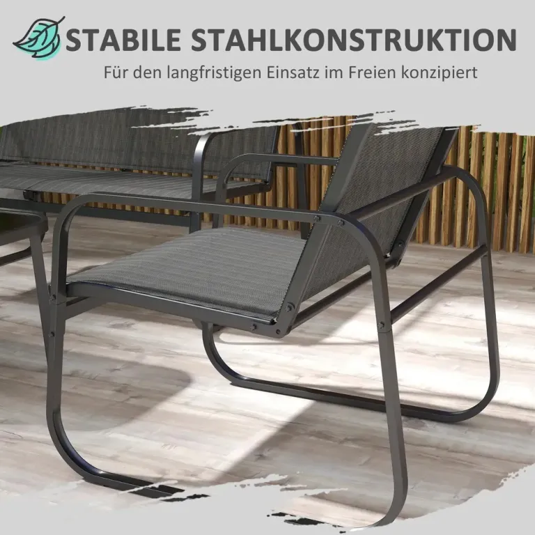 4-delat Trädgårdsset 2 Fåtöljer Soffa Glasbord 2-sits