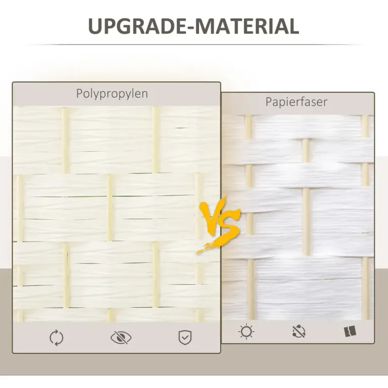 4-Panels Rumsavdelare med Vikbar Skiljevägg och Vävmönster Handvävt