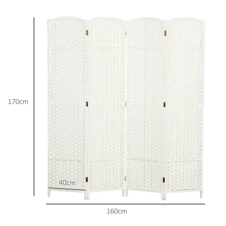 4-Panels Rumsavdelare Vikbar Sekretessskärm Sovrum, Vit Hopfällbar