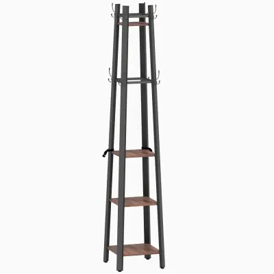 4-Vånings Klädhängare 8 Krokar 4 Hyllor Design Industriell Stil