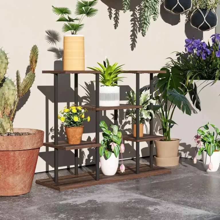 4-Vånings Växtställ Högt Blomsterställ Utomhus 61,5 cm Växthylla