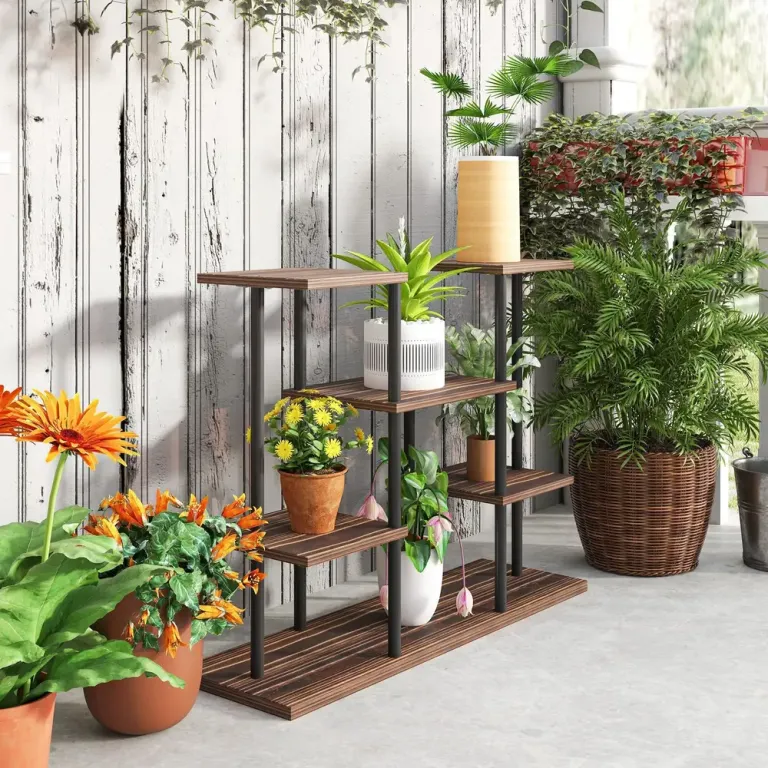 4-Vånings Växtställ Högt Blomsterställ Utomhus 61,5 cm Växthylla