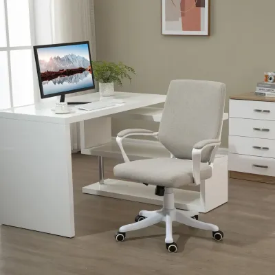 Ergonomisk Kontorsstol i Beige Tyg Skrivbordsstol