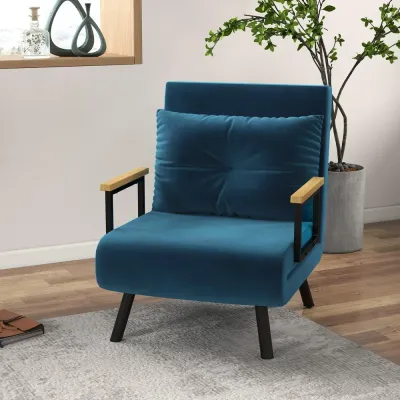 Bäddsoffa Relaxstol Blå av Sammet 63 x 73 x 81 cm