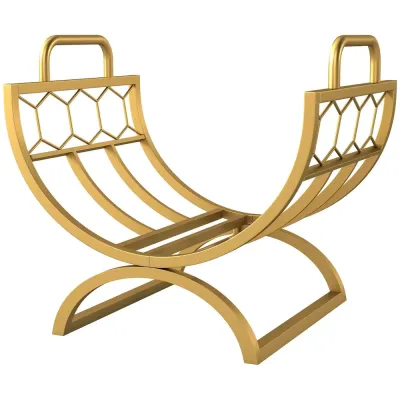 Vedställ Guld Metall och Öppen Spis Elegant 46 x 36 x 41 cm