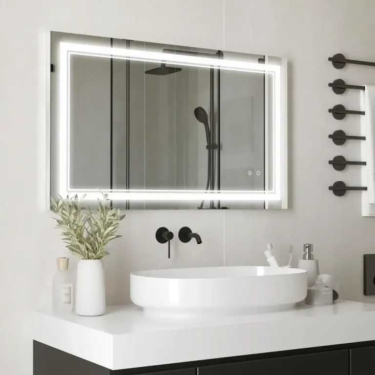 LED-Badrumsspegel med Belysning och Touchknapp, Silver