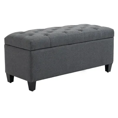 Sittbänk med Förvaring i Linnelook Grå 100 x 40 x 44 cm