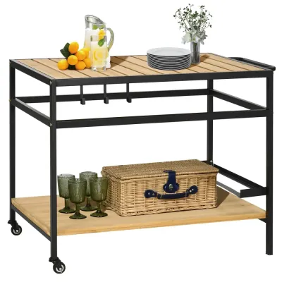 Serveringsvagn Svart Natur Metall i 107 x 65 x 80 cm