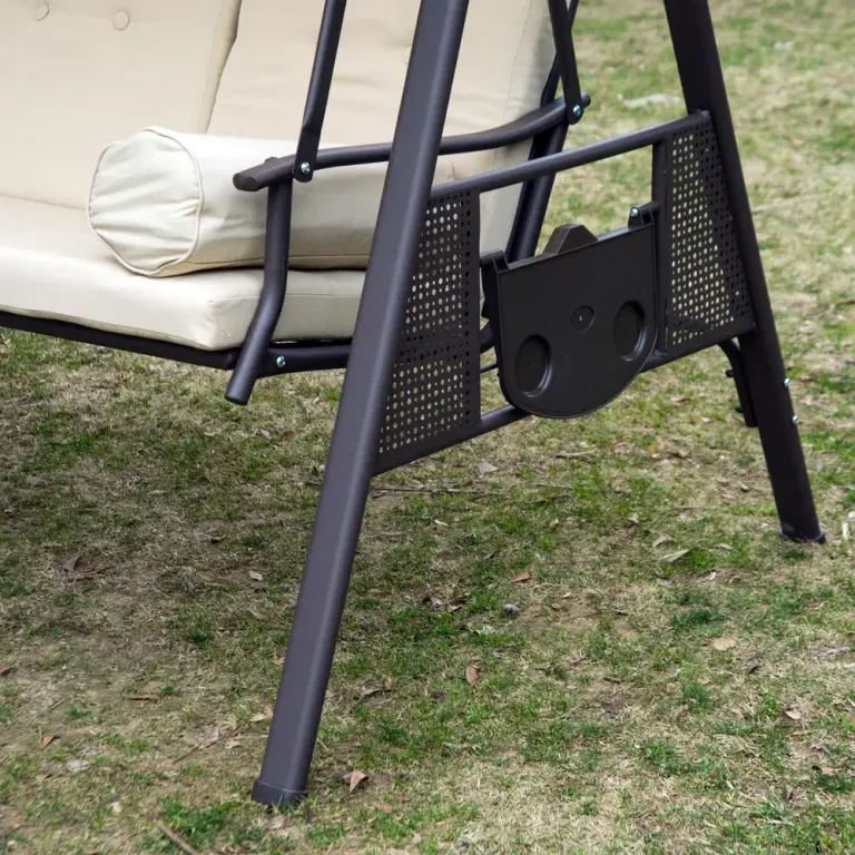 Hammock Beige Brun för Tre Personer 121x208x172 cm