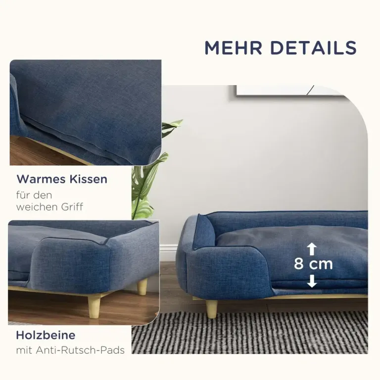 Hundsäng Hundsoffa Mörkblå av Polyester 96 x 66 x 24 cm