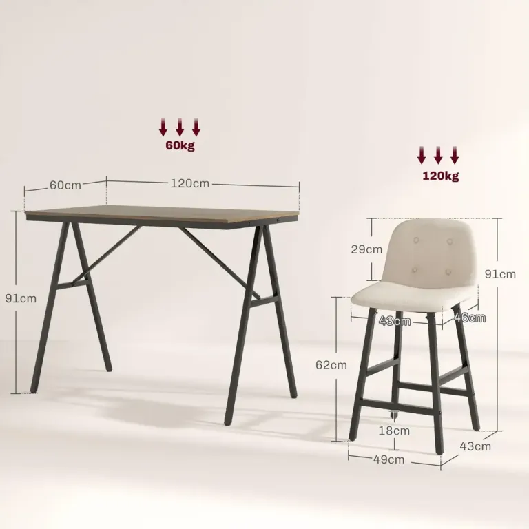 5-Delat Barset 4 Stolar Knappsydd Tjock Klädsel, Beige Barbord
