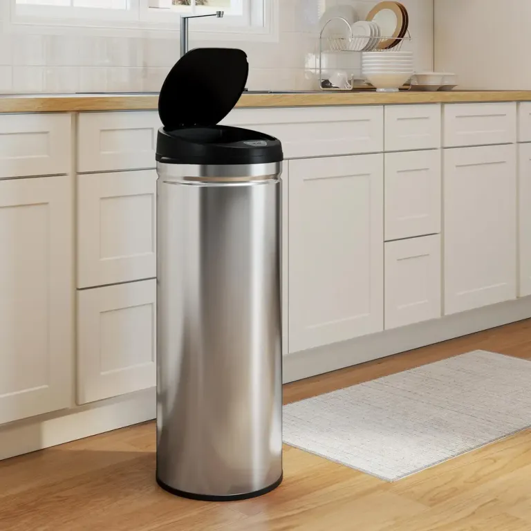 Sensorstyrd Papperskorg 50 l i Rostfritt Stål, Silver Soptunna Lock