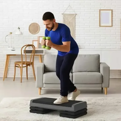 Aerobic Stepper Stegbräda Höjdjusterbar Grå 10,5-20,5 cm