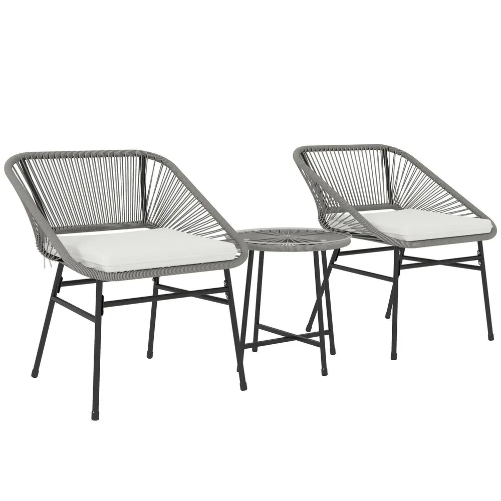 Trädgårdsmöbelset 3 Delar med Bord och 2 Stolar, Mörkgrå