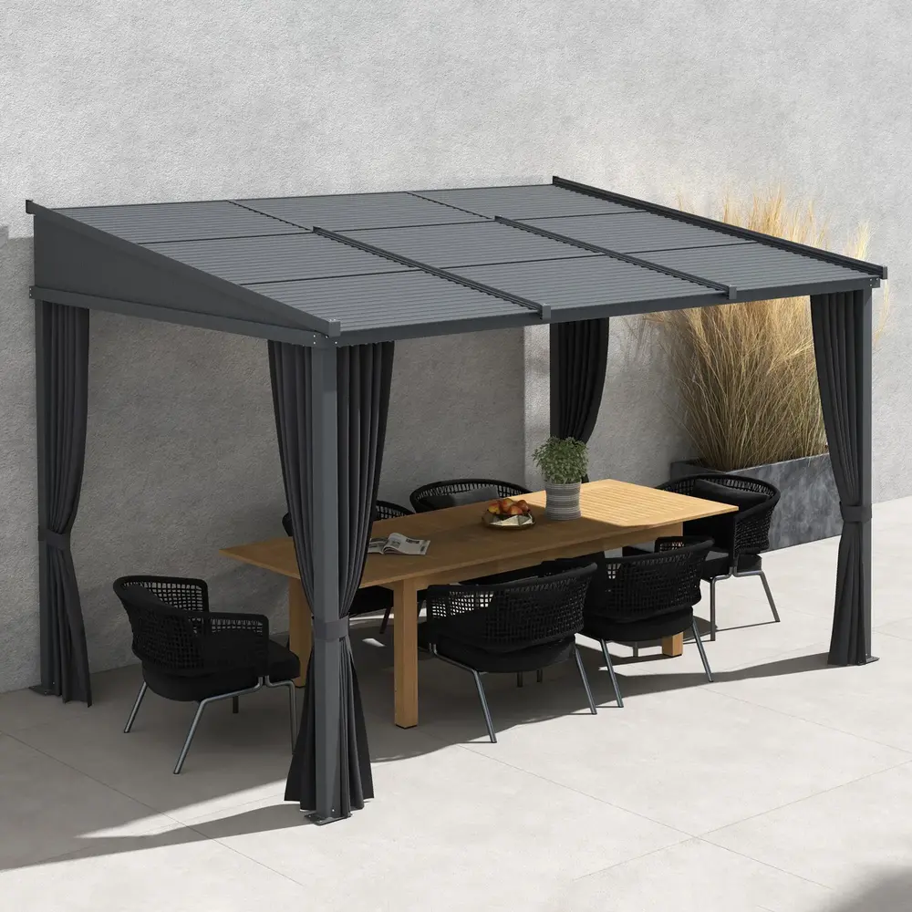 Pergola med Skjutbart Tak Trädgårdspaviljong 3,65 x 2,55 M