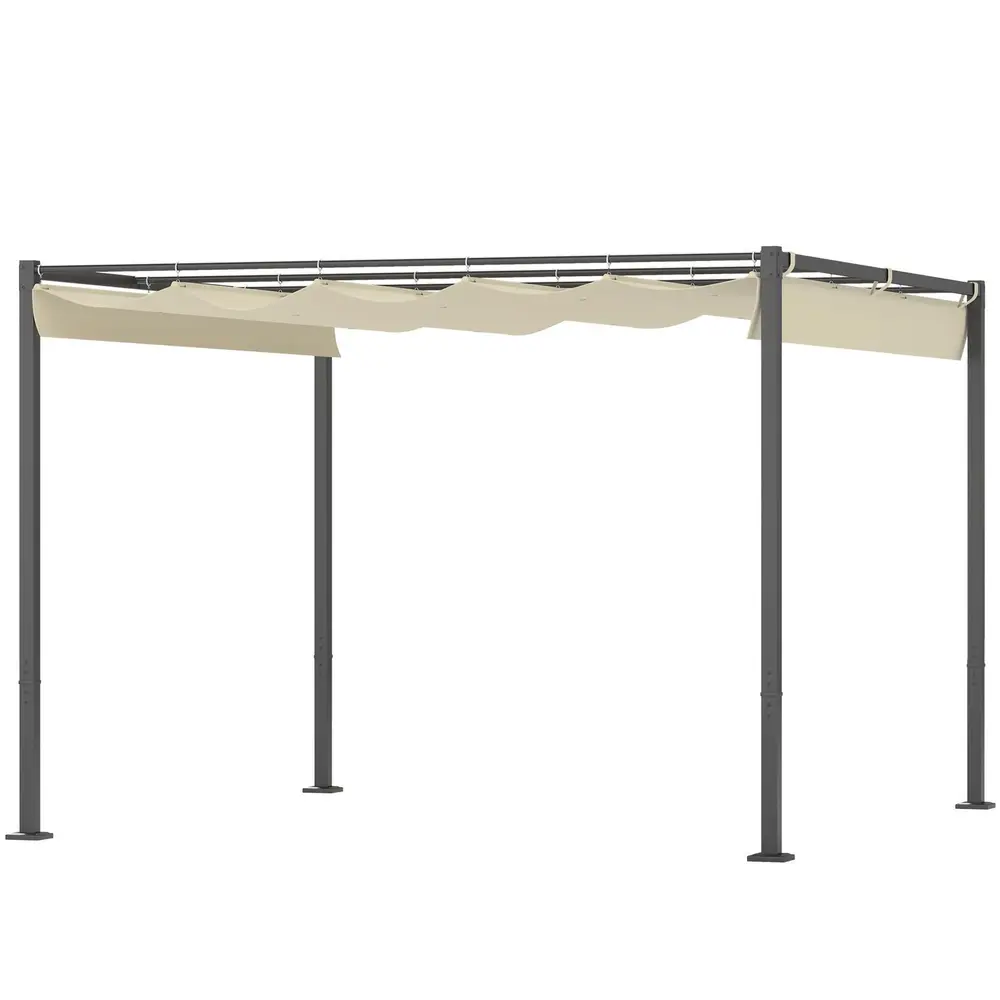 Pergola Trädgårdspaviljong med Tak Beige av Metall 3 x 3 M
