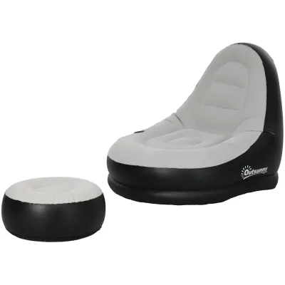 Uppblåsbar Soffa Luftsoffa Ljusgrå 125 x 100 x 87 cm