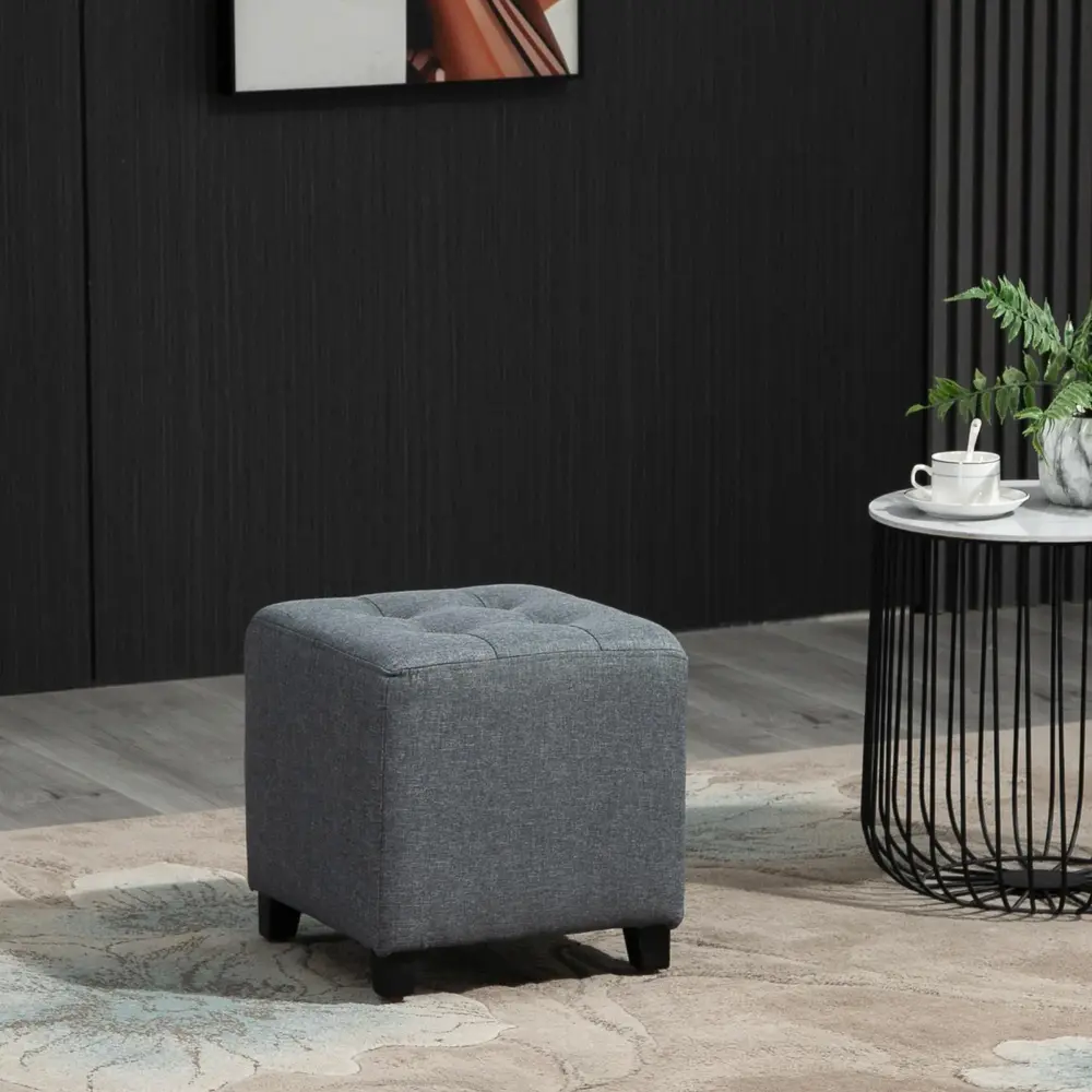 Fotpall Fyrkantig Pall Grå av Tyg 35 x 35 x 35 Cm