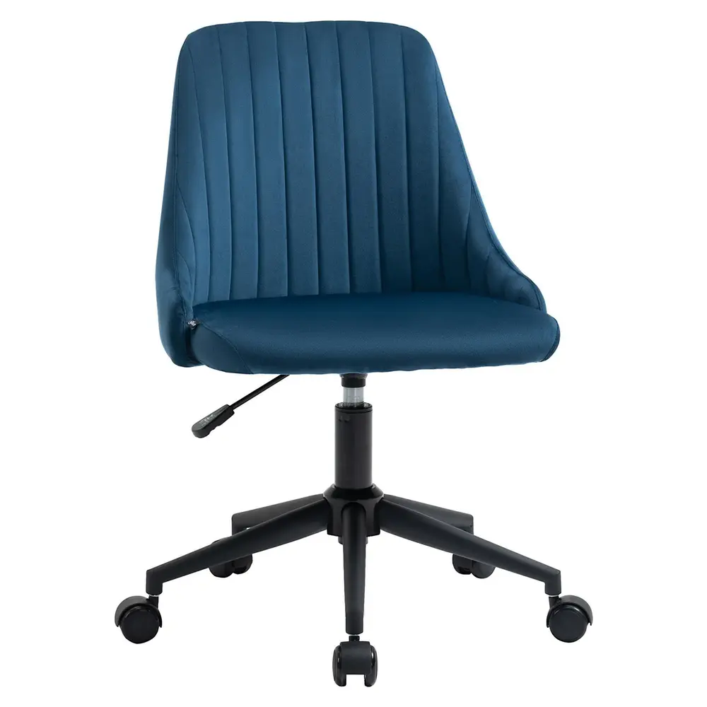 Ergonomisk Kontorsstol i Blått Tyg Snurrstol Arbetsstol