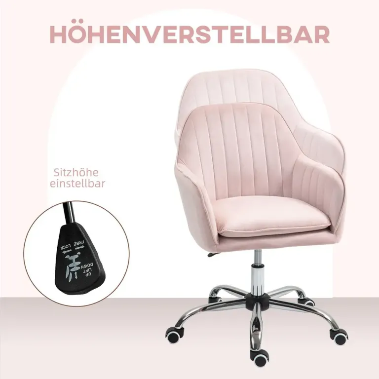 Kontorsstol med Rygg och Armstöd Rosa