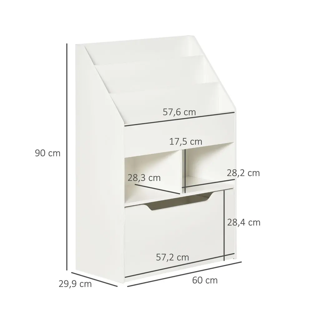 Barnhylla med Låda och Bokhylla med Fack för 9 x 90 Cm