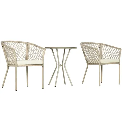 Trädgårdsmöbelset i Konstrotting 2 Stolar och Bord, Khaki