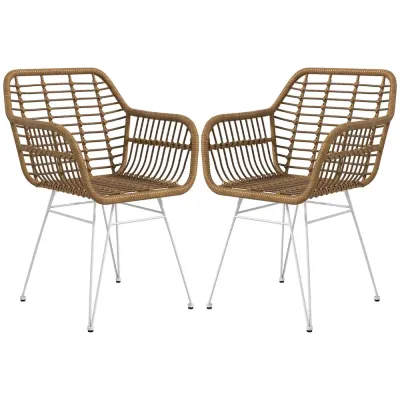 Köksstolar 2-Pack i Bohostil med PE-Rotting 56 x 60 x 79 cm