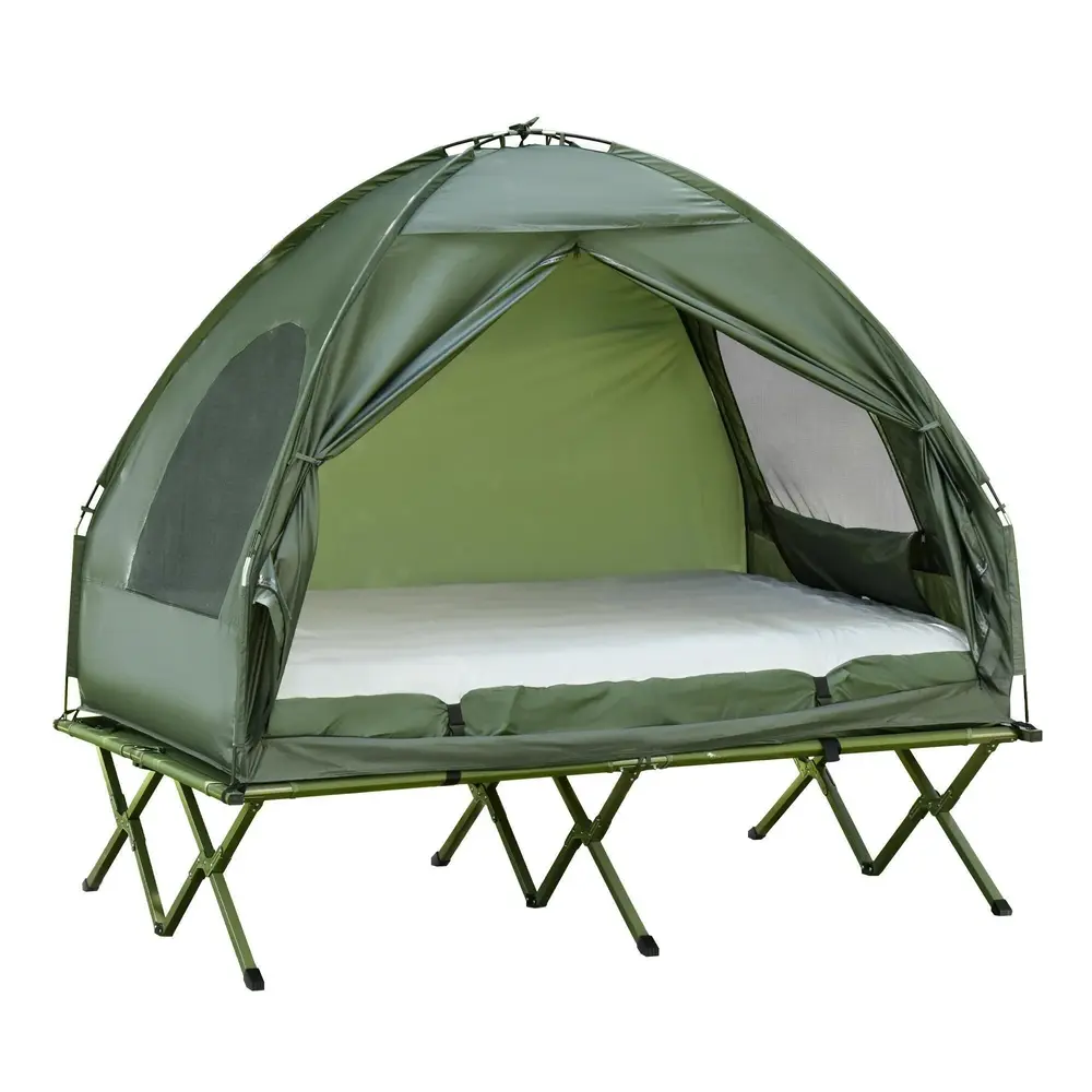 Förhöjd Campingsäng med Kupoltält 193 x 136 x 178 Cm