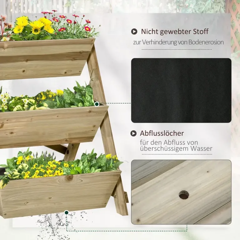 Odlingskrage Blomtrappa i Trä 3 Hyllor Dekor